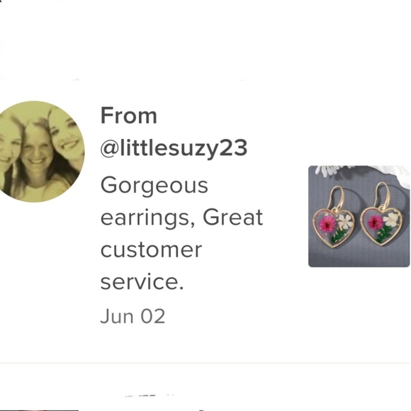 Floral Heart Earrings Dried Flower Pendant Earrings - Picture 6 of 12